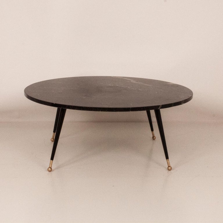 Late 20th Century Circular Black Marble Coffee Table, Spain, 1990s For Sale