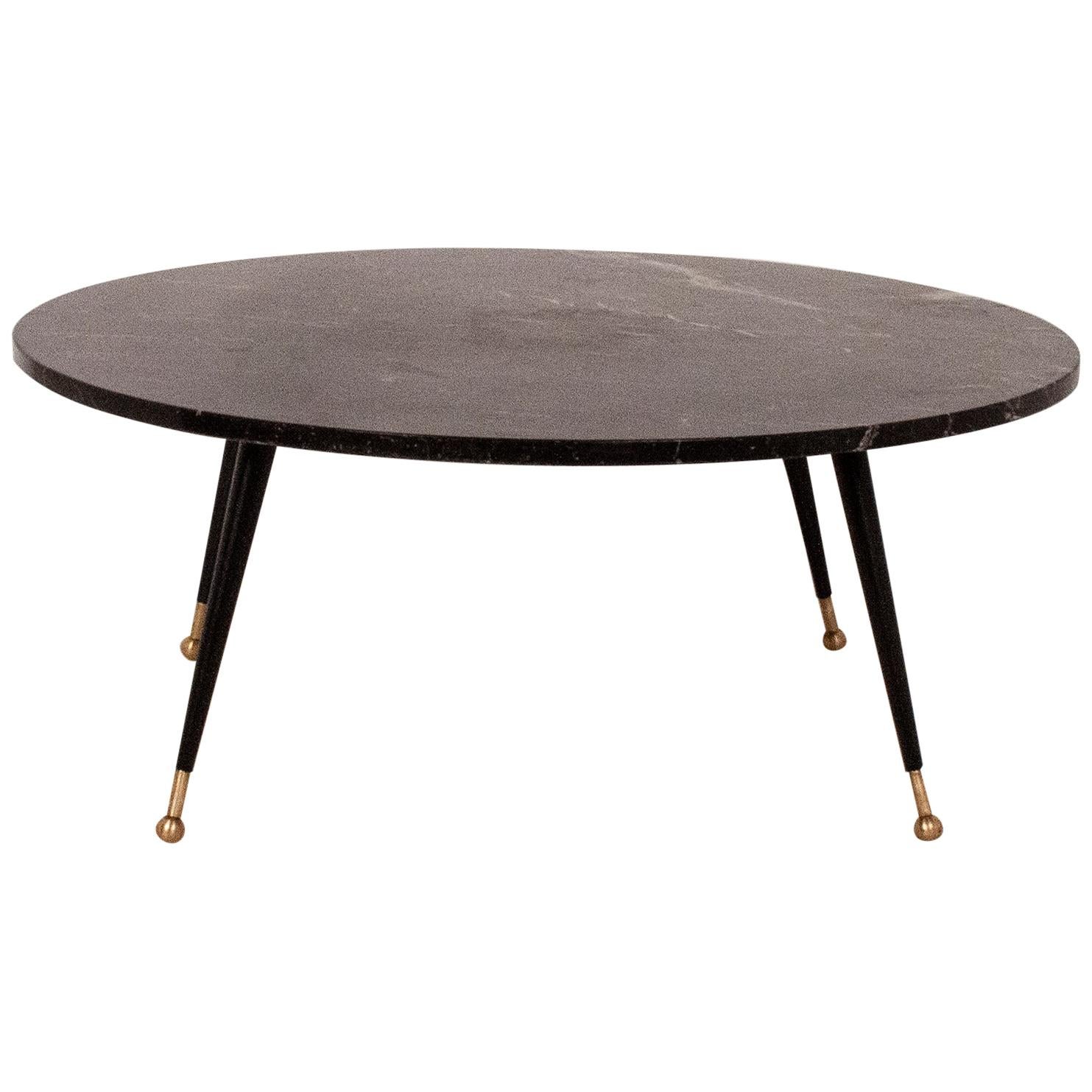 Circular Black Marble Coffee Table, Spain, 1990s