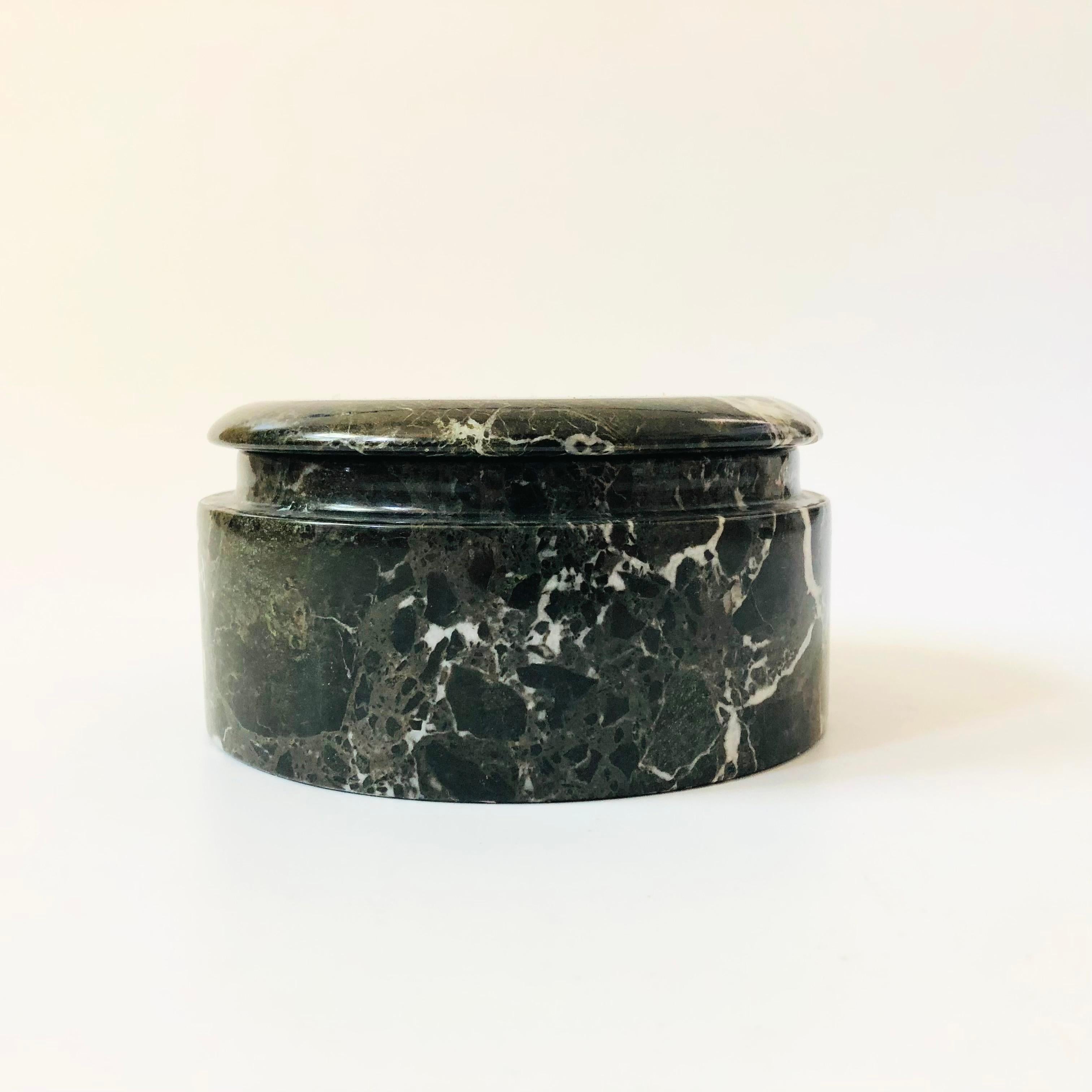 Organic Modern Circular Black Stone Box For Sale