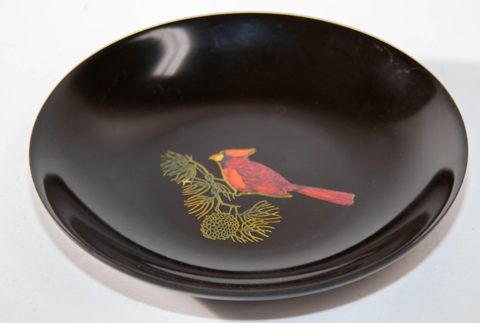 Hand-Crafted Circular Black Tray Platter Couroc of Monterey California, 1960s For Sale