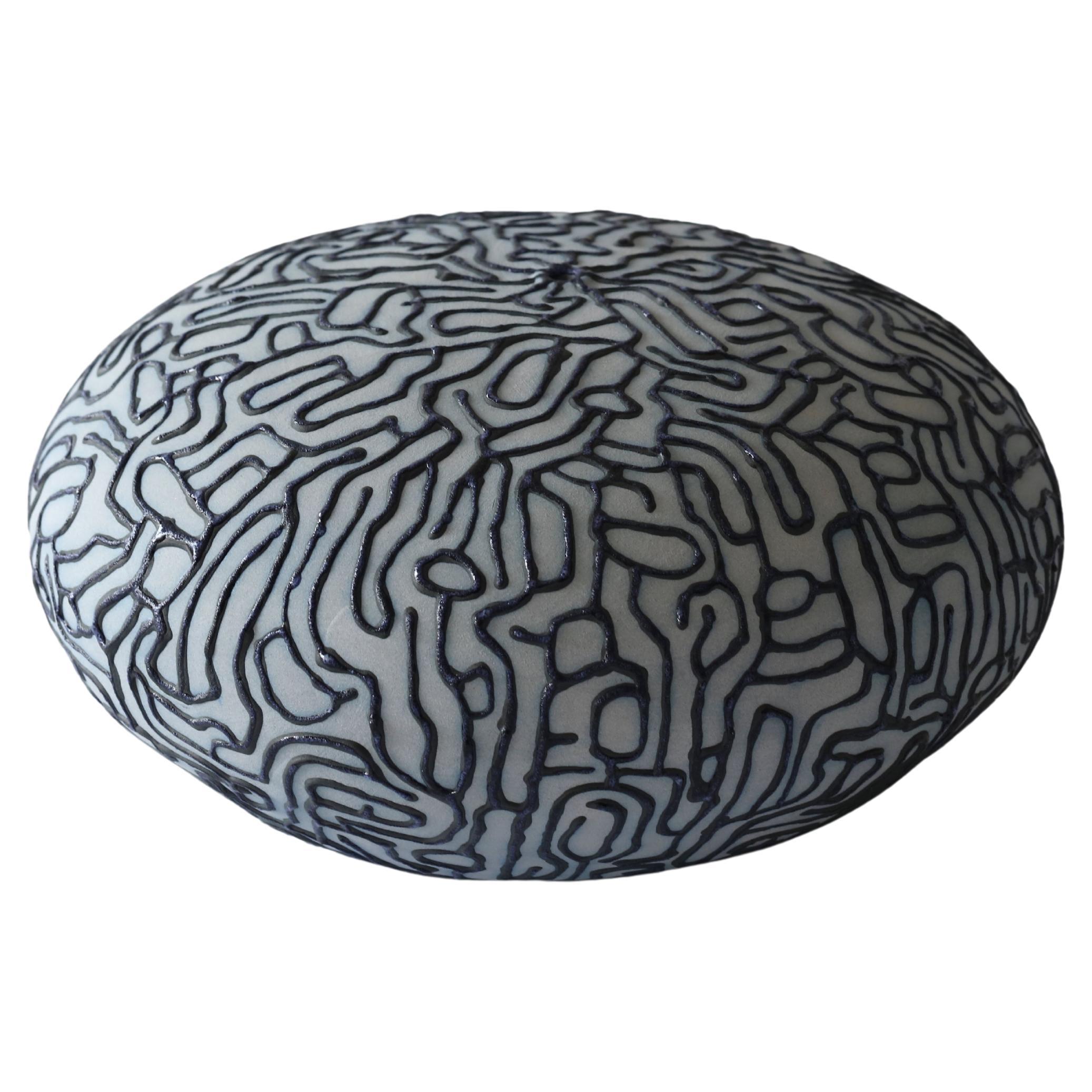 Circular Blue and Gray Sculpture, Lone Skov Madsen For Sale