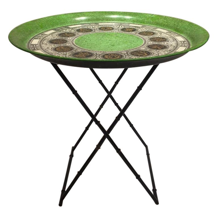 Circular 'Bordo Strumenti Musicali' Tray with Stand, Piero Fornasetti circa 1960