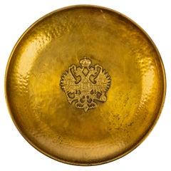 Retro Circular Brass Double headed Eagle Charger, 20th century