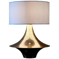 Vintage Circular Brass Table Lamp, Italian Manufacturer, Early 1970s