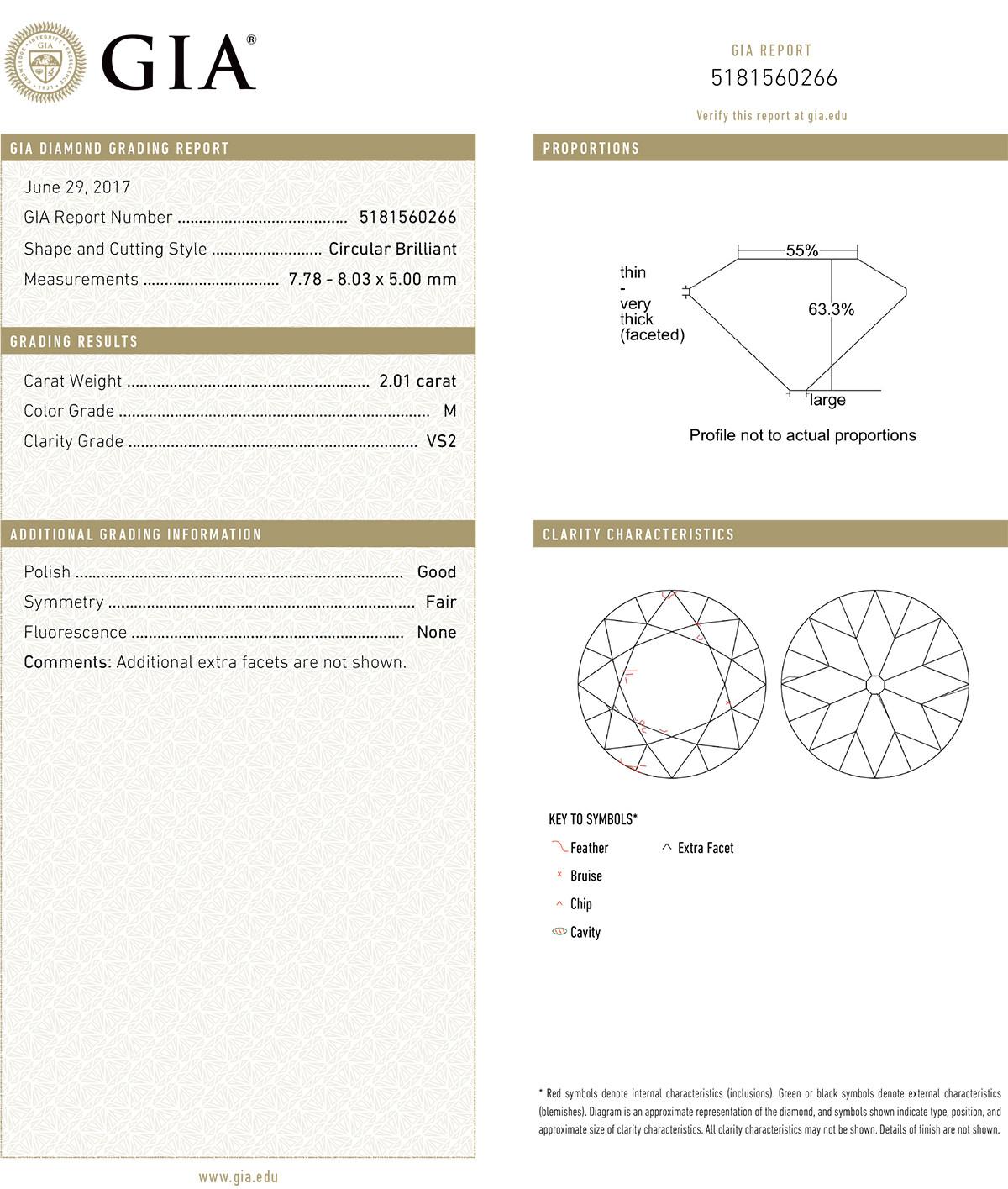 Diamond stud earrings, showcasing a pair of circular brilliant-cut diamonds weighing 4.14 total carats, the diamonds secured in four-prong settings in polished 18k yellow gold.

The diamonds are both M-color with VS2 and SI2 clarity,