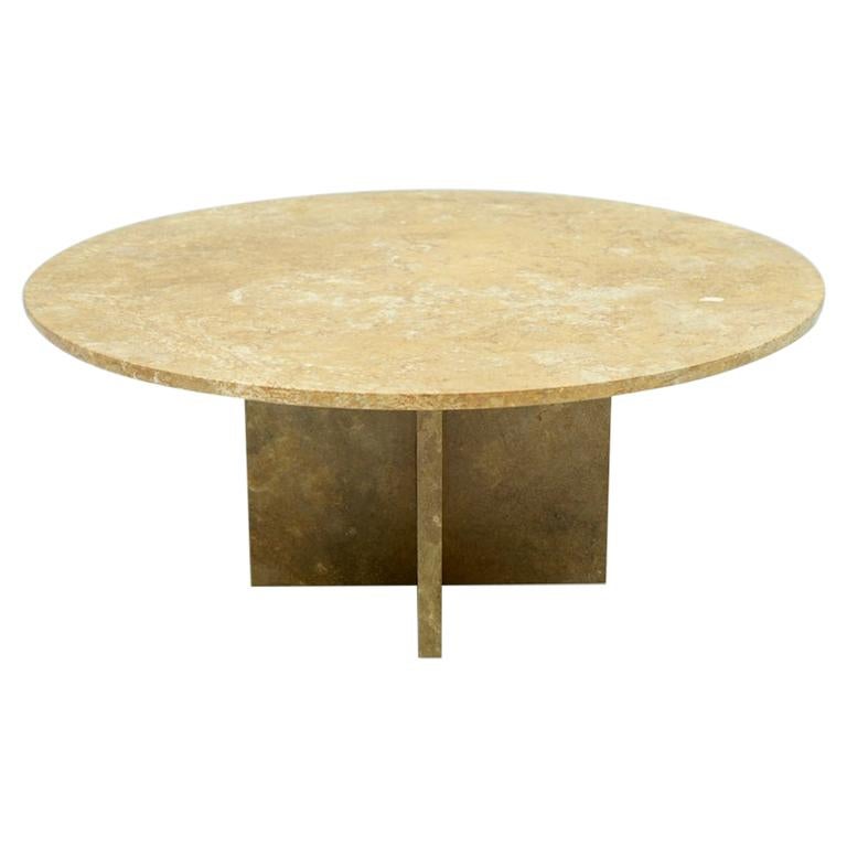 Circular Brown Marble Coffee Table, 1970s For Sale