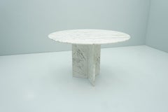 Circular Carrara Marble Dining Table, Italy, 1970s