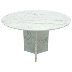 Circular Carrara Marble Dining Table, Italy, 1970s