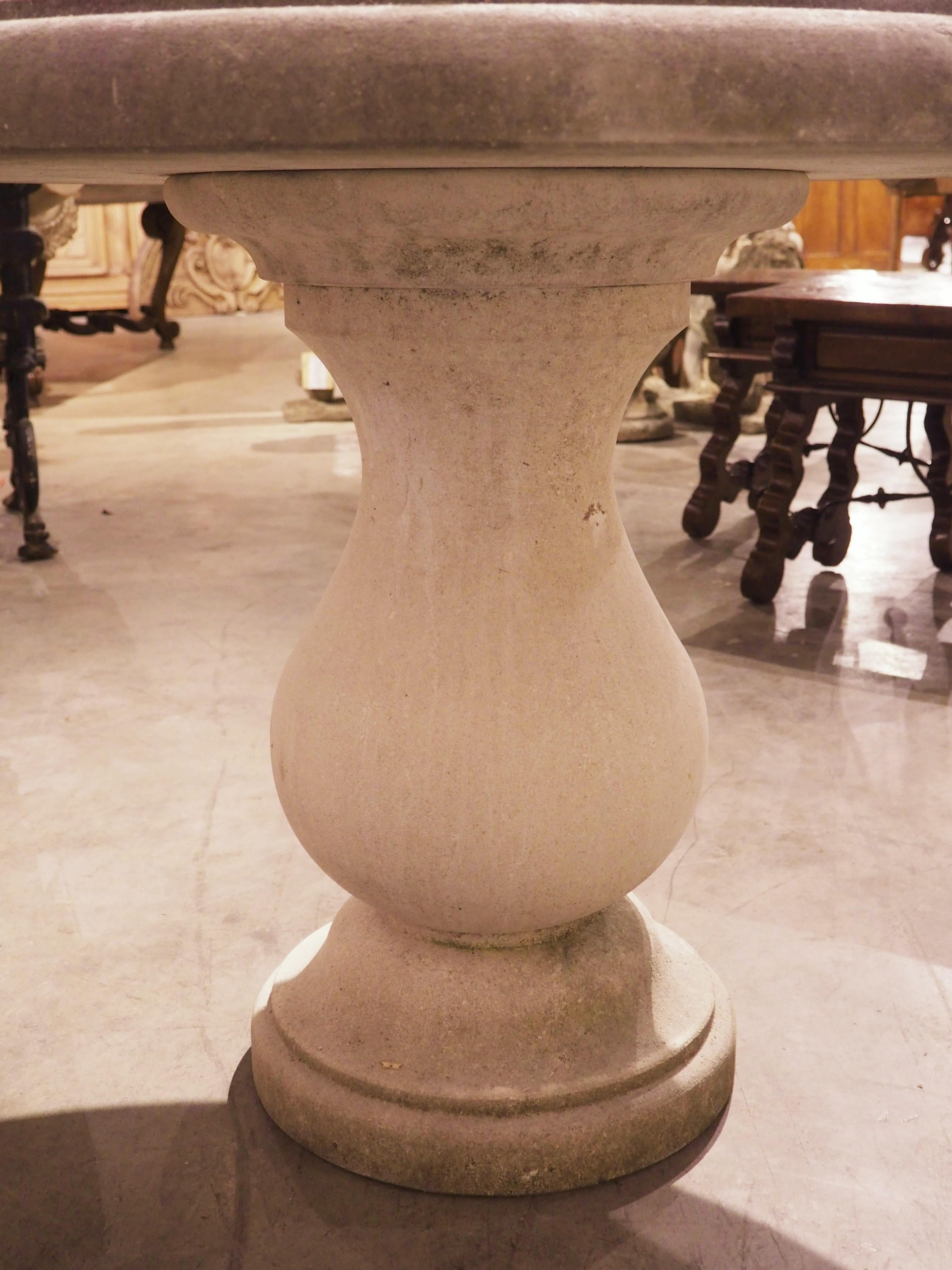 Circular Carved Limestone Table with Baluster Form Base from Italy 5