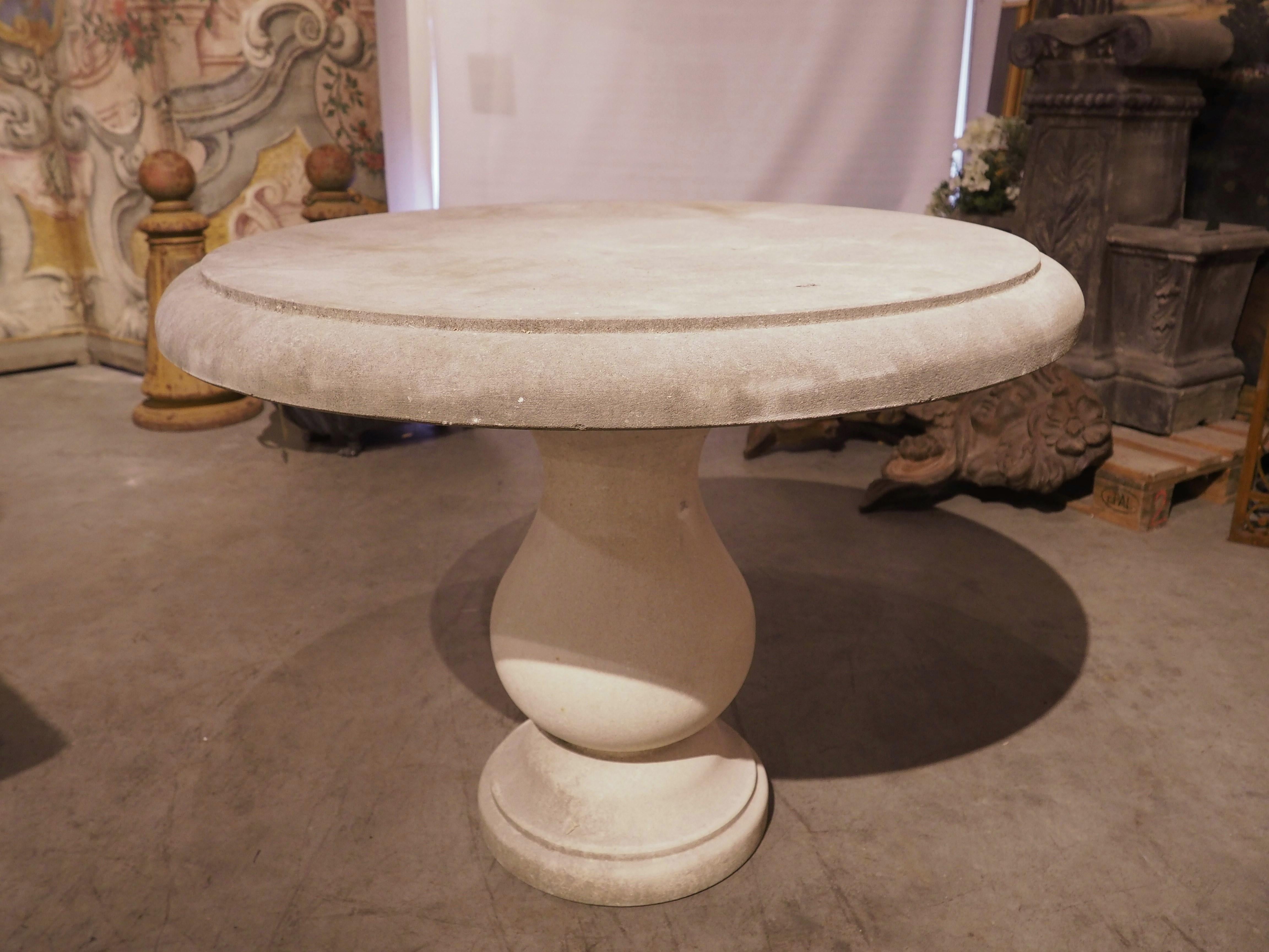 Circular Carved Limestone Table with Baluster Form Base from Italy 6