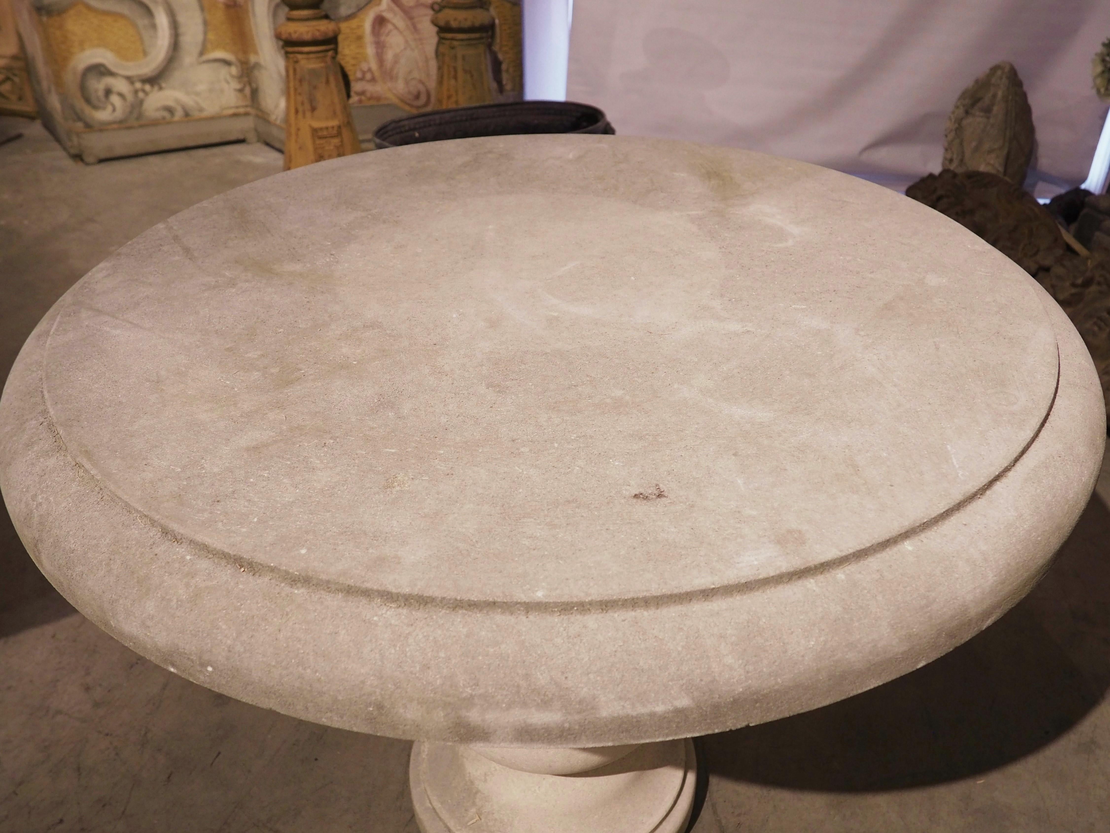 Italian Circular Carved Limestone Table with Baluster Form Base from Italy