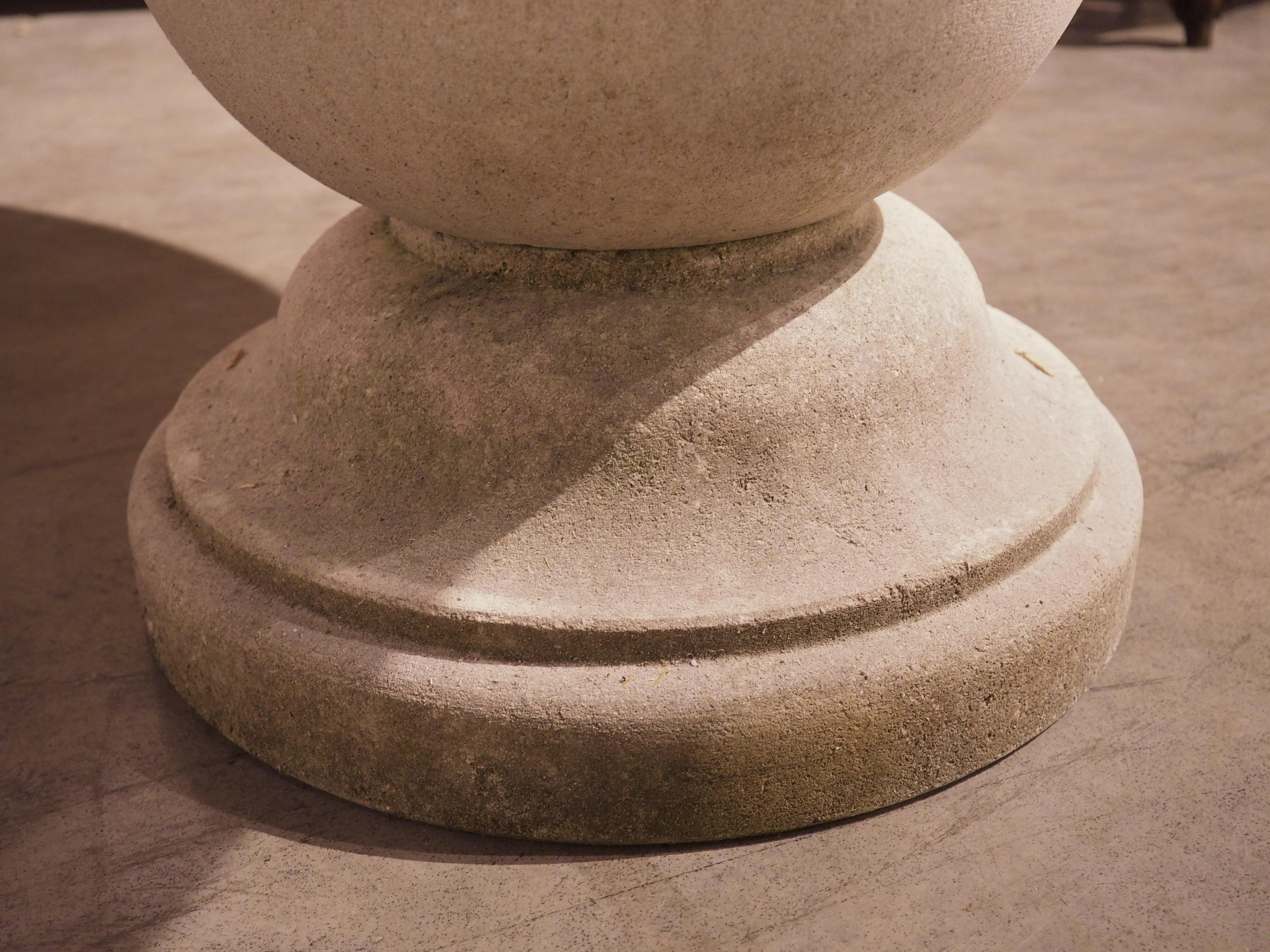 Circular Carved Limestone Table with Baluster Form Base from Italy 3