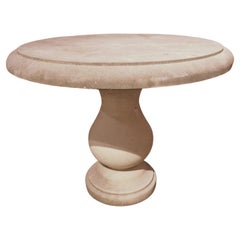 Circular Carved Limestone Table with Baluster Form Base from Italy