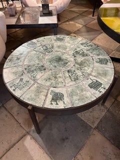 Circular ceramic coffee table by Jacques Blin, France, 1960's