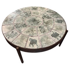 Circular ceramic coffee table by Jacques Blin, France, 1960's