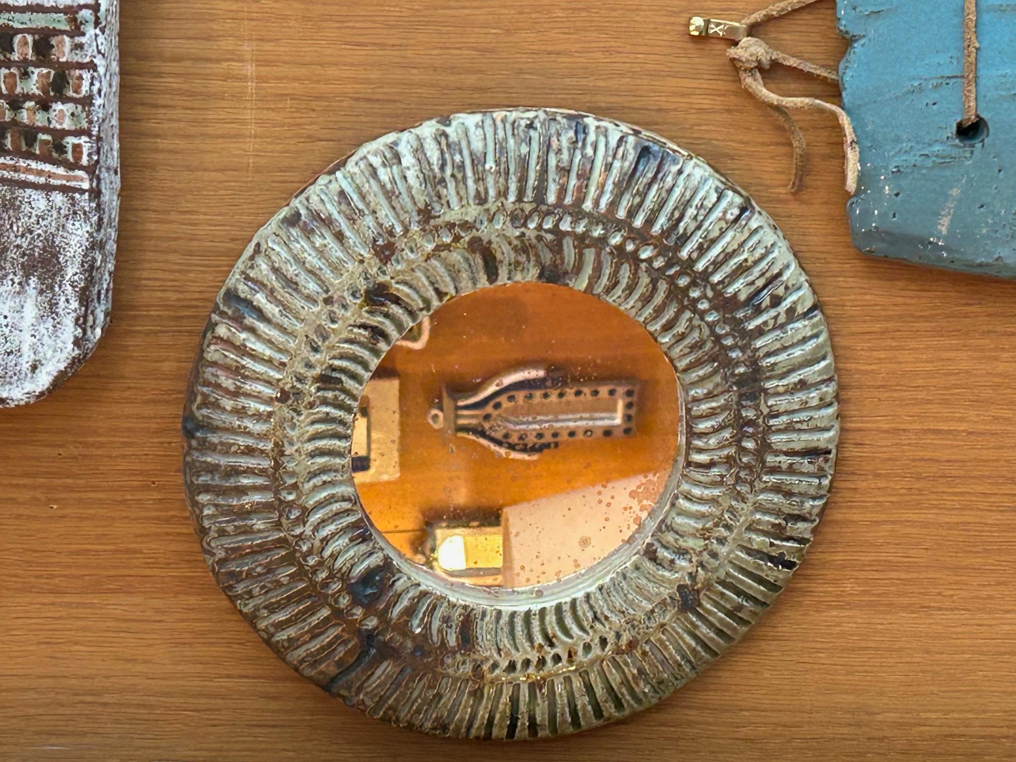 Miroir circulaire de Barbara Delfosse, La Borne, années 1960 Bon état - En vente à Paris, FR