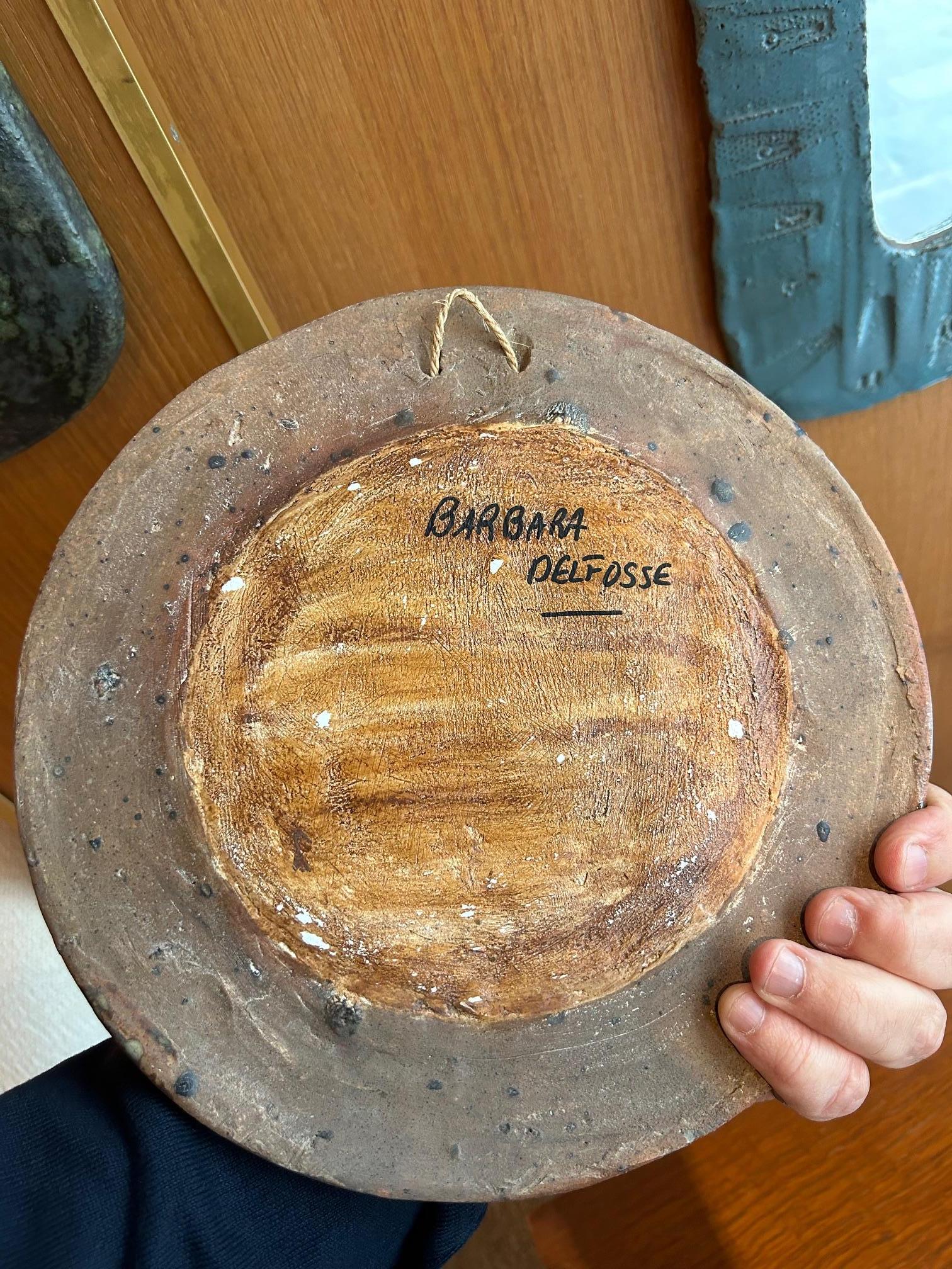 Milieu du XXe siècle Miroir circulaire de Barbara Delfosse, La Borne, années 1960 en vente