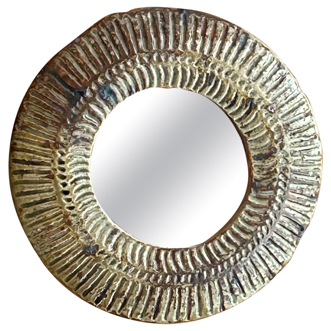 Miroir circulaire de Barbara Delfosse, La Borne, années 1960 en vente