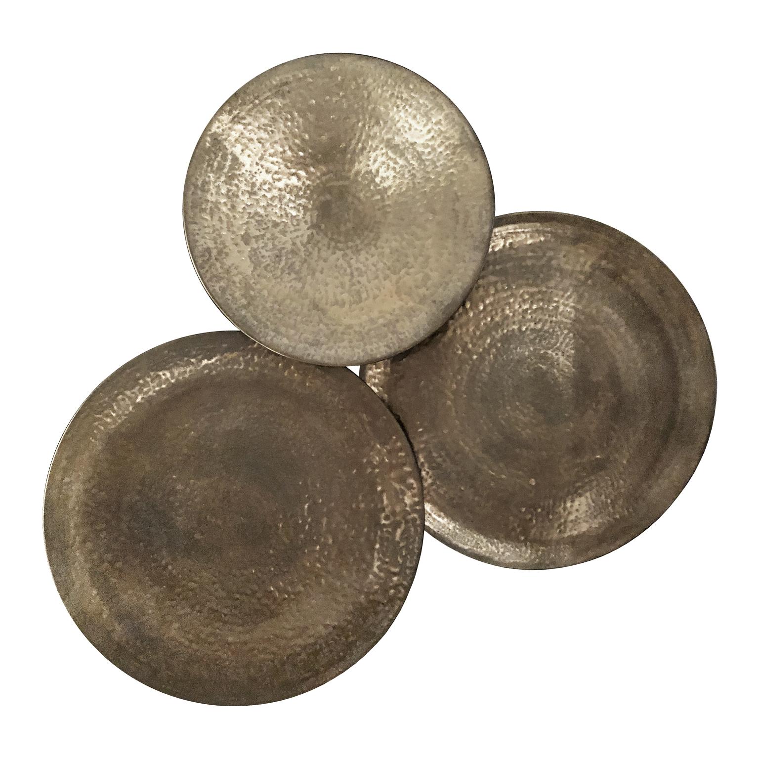 Circular Ceramic Wall Sculpture #3 with Dappled Bronze Glaze by Sandi Fellman In New Condition For Sale In New York, NY