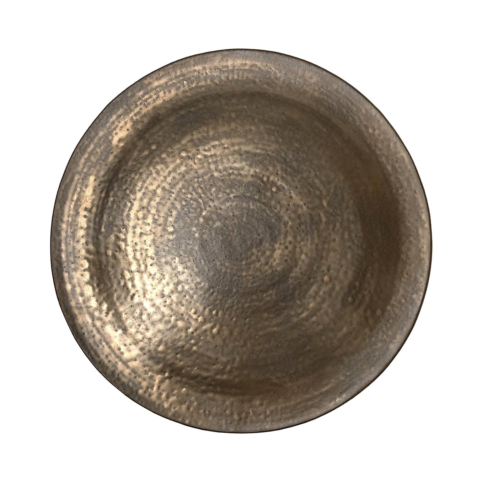 Circular Ceramic Wall Sculpture #3 with Dappled Bronze Glaze by Sandi Fellman For Sale
