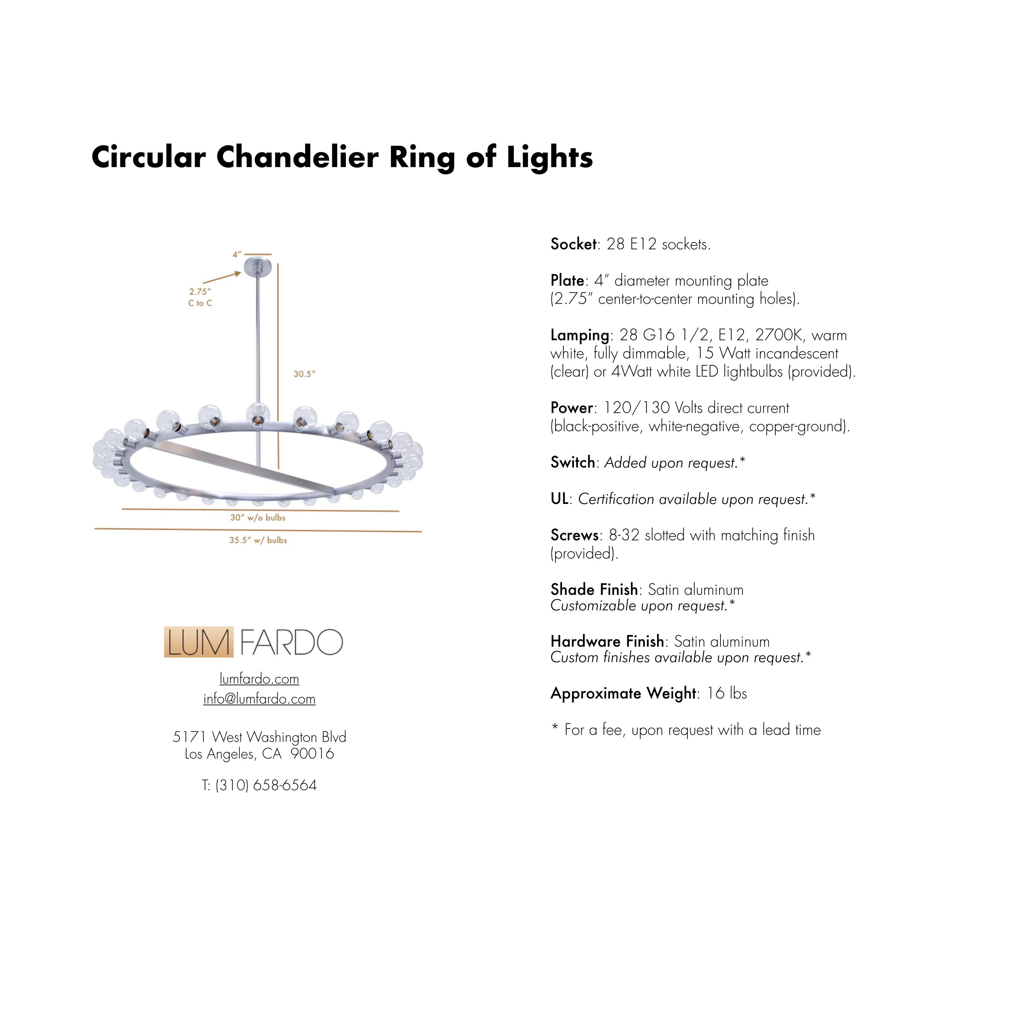 Satin Aluminum Circular Chandelier by Lumfardo Luminaires For Sale 5