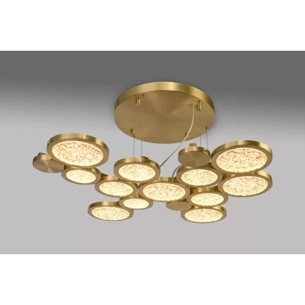 Américain Lustre circulaire - Luxueux luminaire en verre et laiton en vente