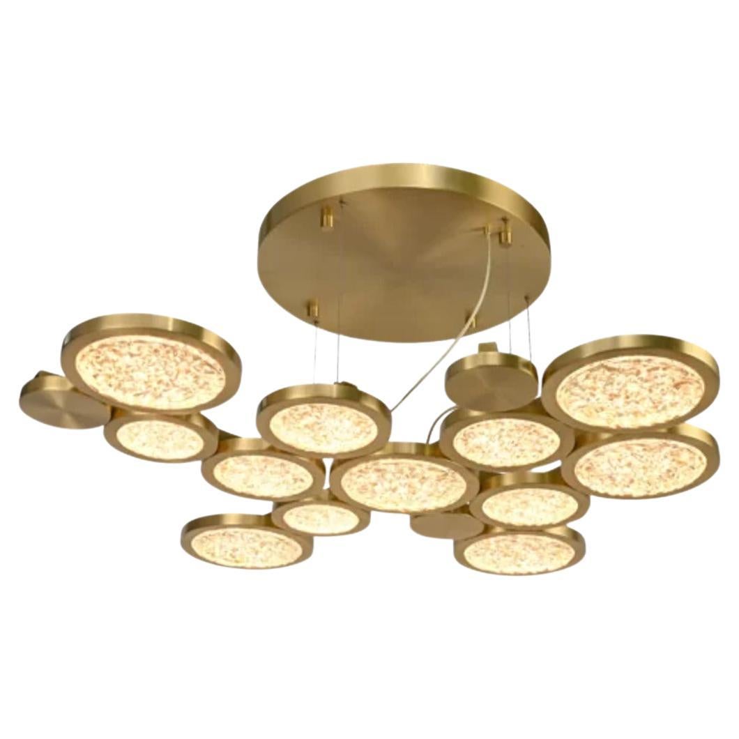 Circular Chandelier – Luxurious Glass and Brass Light Fixture