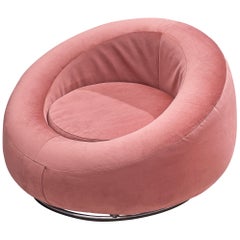 Circular Club Chair in Pink Velvet