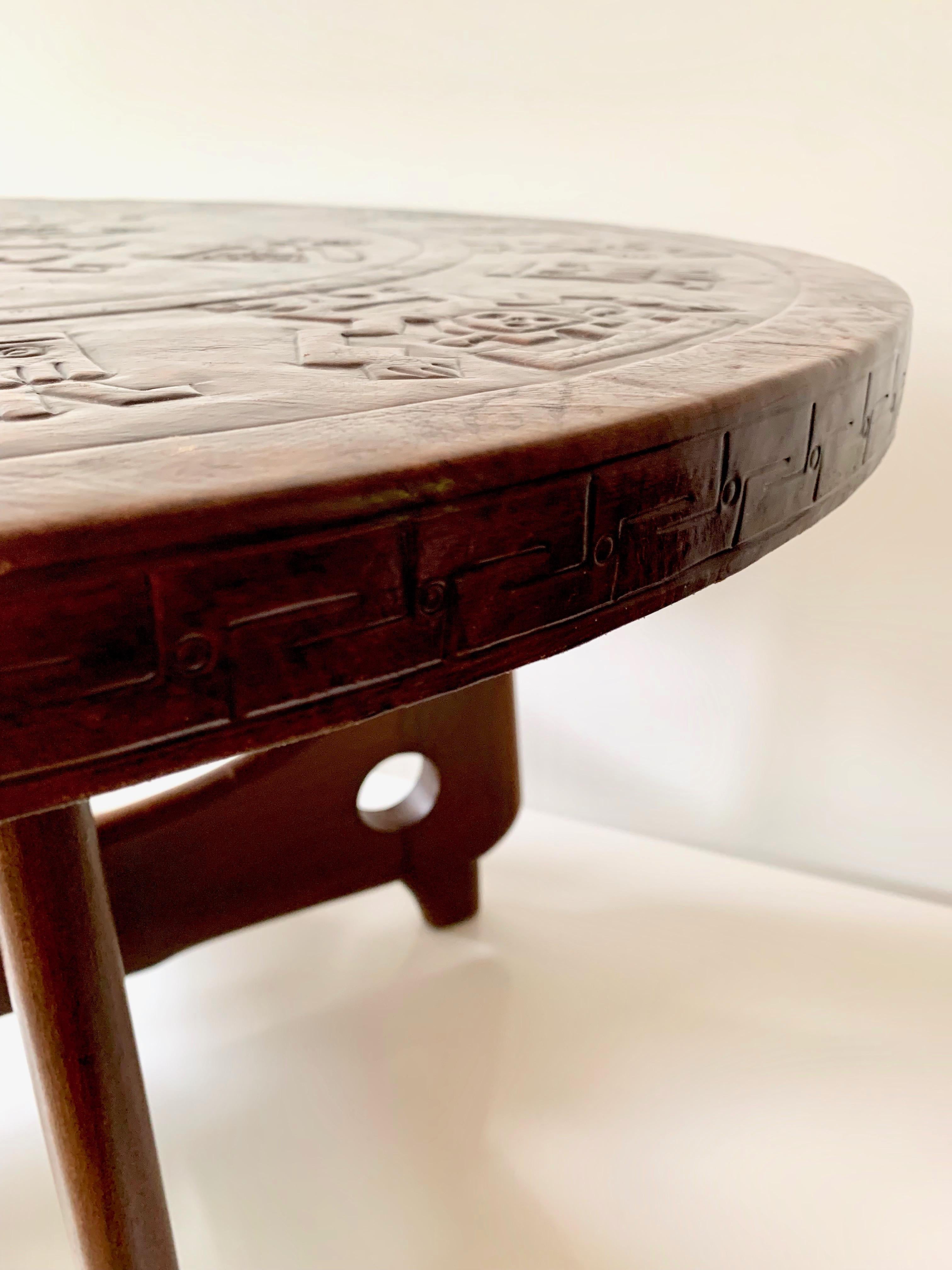 20th Century Circular Coffee Table by Angel Pazmiño with Leather Top