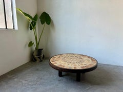 Table basse circulaire Herbariums de Roger Capron, France 1960