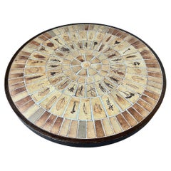 Circular coffee table "Herbariums" by Roger Capron, France 1960