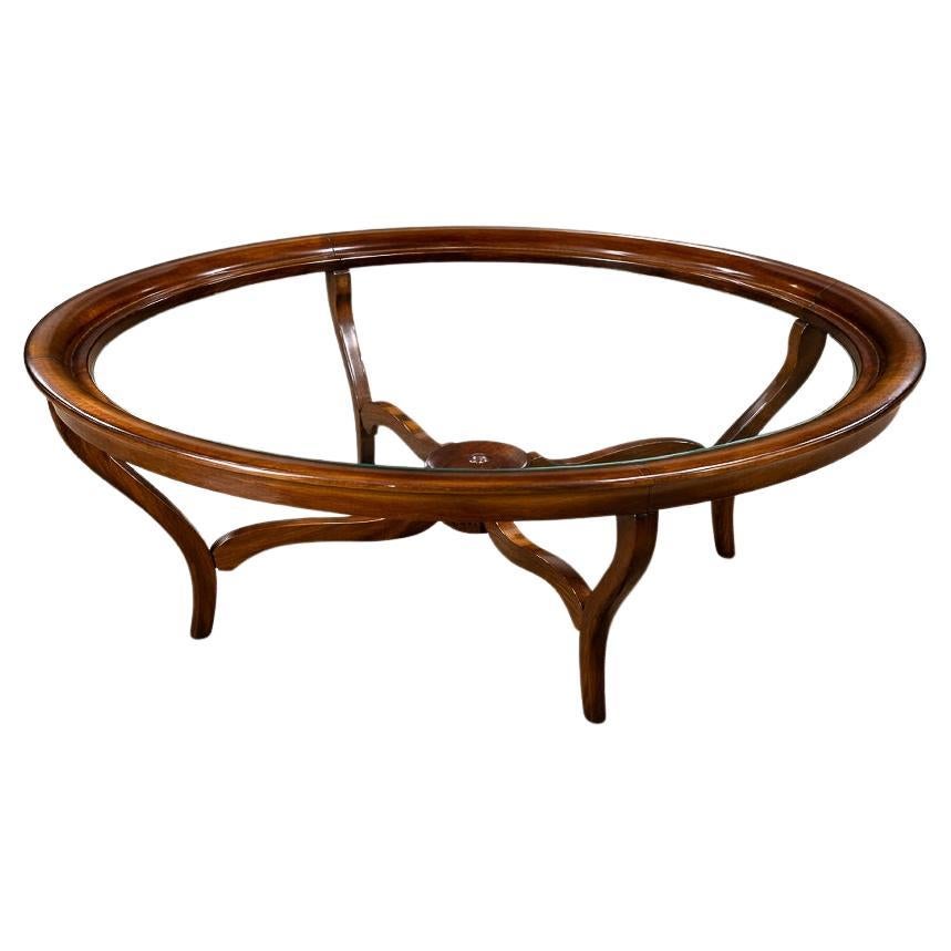 Circular Coffee Table in Caviúna Wood by Giuseppe Scapinelli, Brazil, 1950s