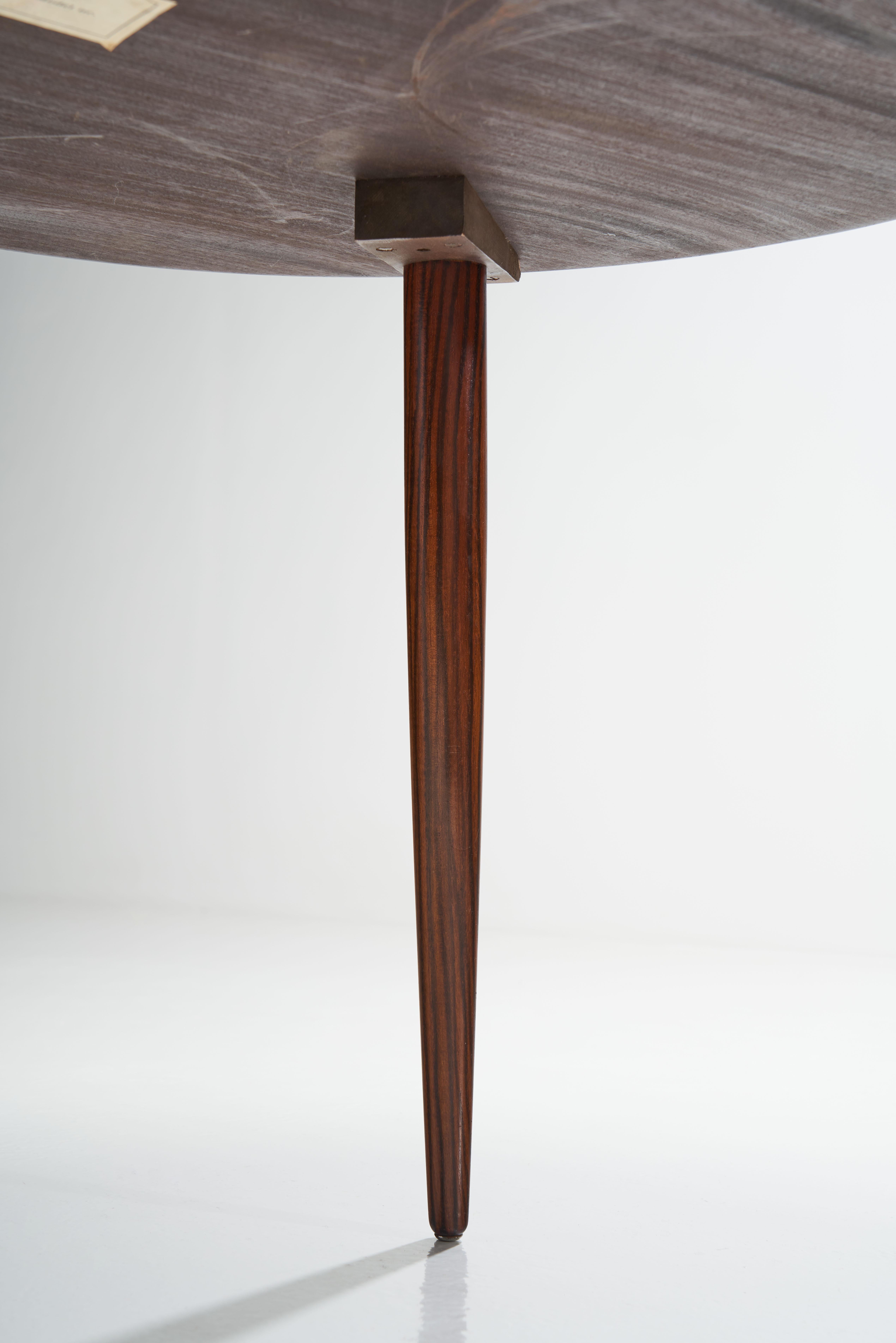 Circular Coffee Table with Slightly Tapered Legs, Denmark 1960s 3