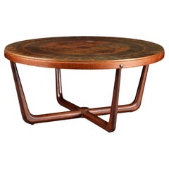 Circular Copper + Beech Motif Coffee Table by Oddmund Vad