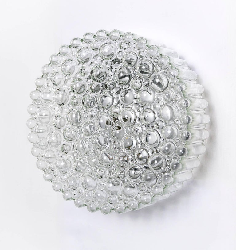 Glass Circular Crystal Clear Bubbles Sconce by Helena Tynell