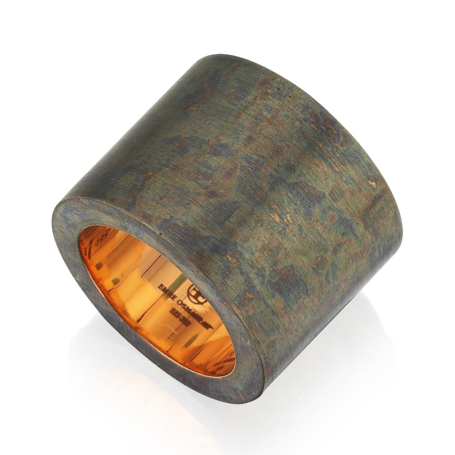 For Sale:  Circular Cube 8 Karat  Gold with Oxidised Silver Ring 2