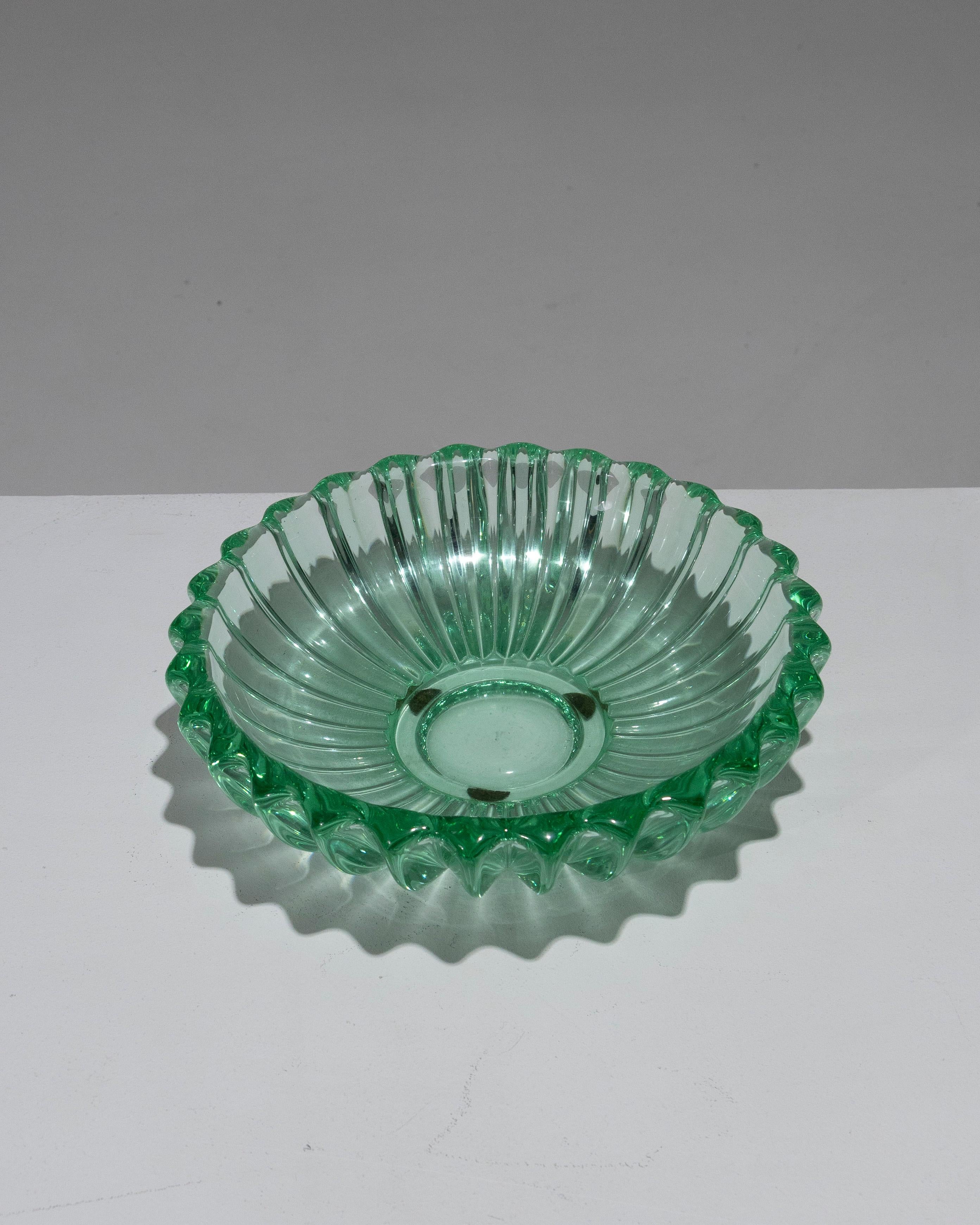 Art Deco Circular Cut Crystal Bowl, 1930s For Sale