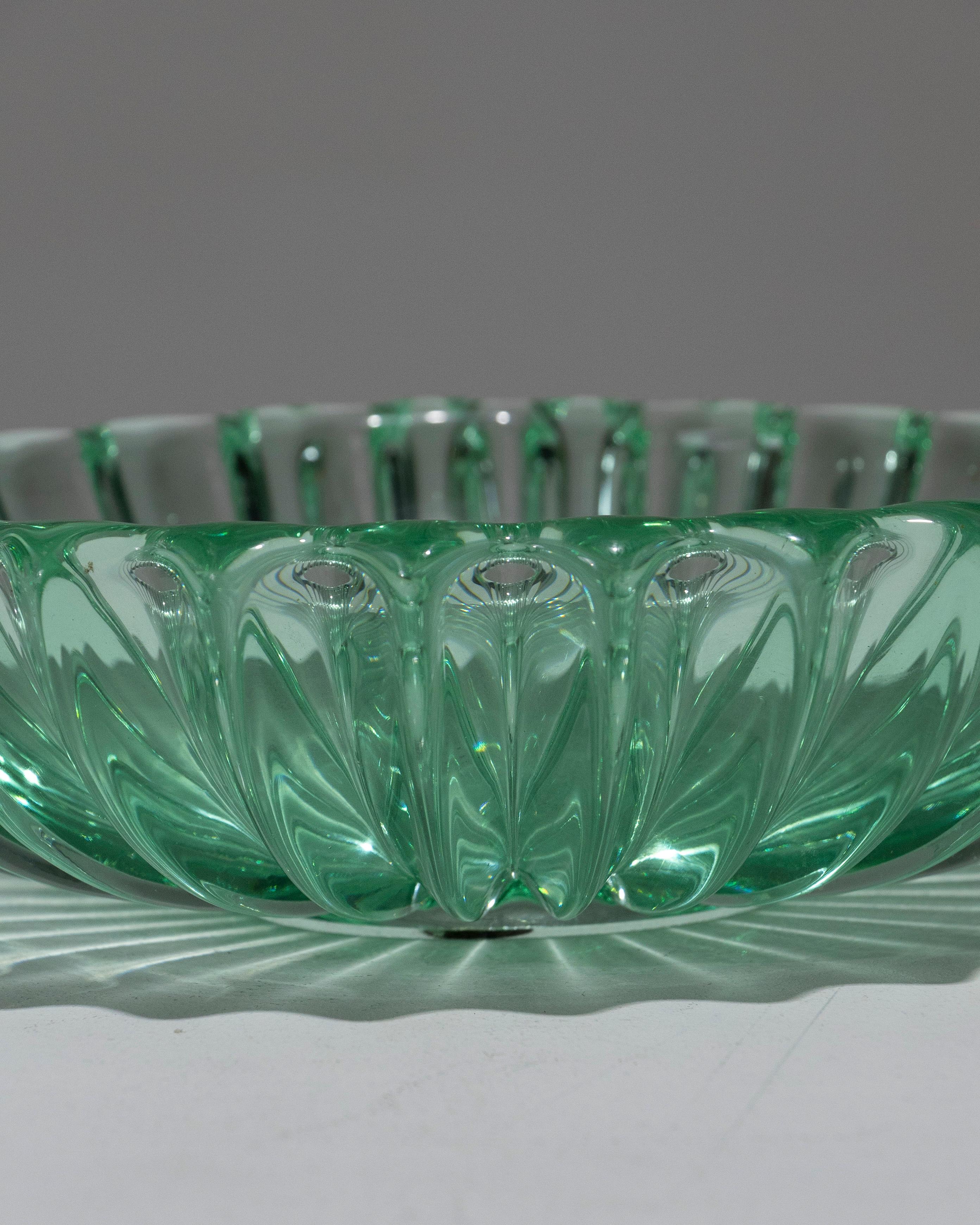 20th Century Circular Cut Crystal Bowl, 1930s For Sale