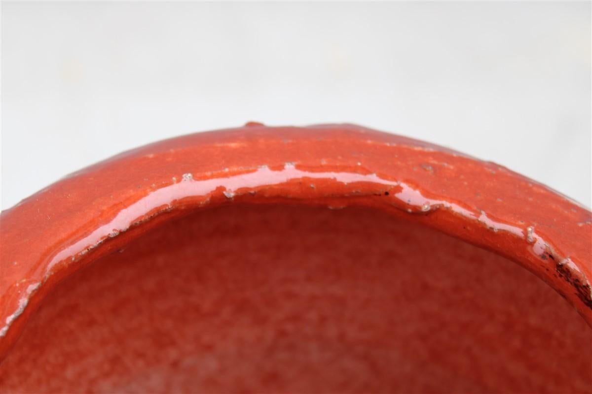 Circular Decorative Bowl Ceramic Zaccagnini Italian Design Red 1960s For Sale 5