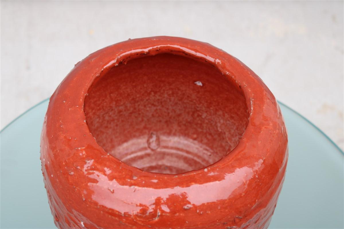 Circular Decorative Bowl Ceramic Zaccagnini Italian Design Red 1960s For Sale 1