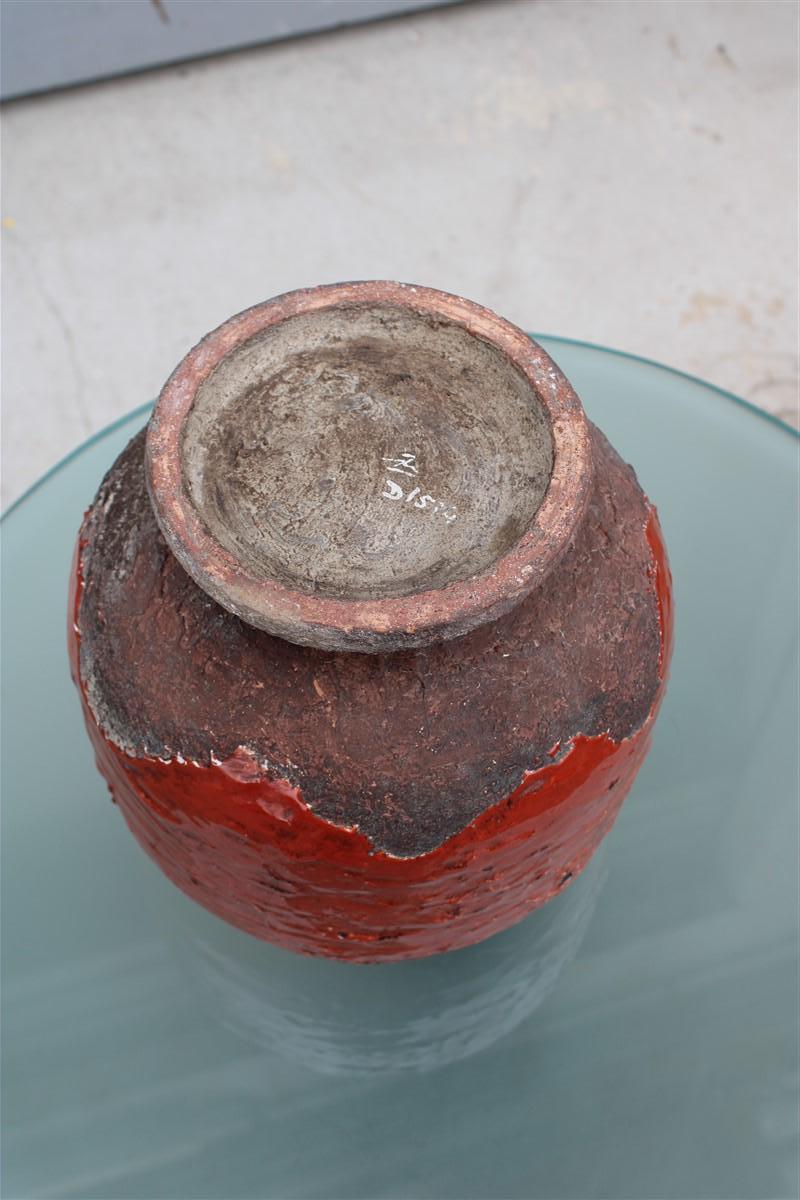 Circular Decorative Bowl Ceramic Zaccagnini Italian Design Red 1960s For Sale 2