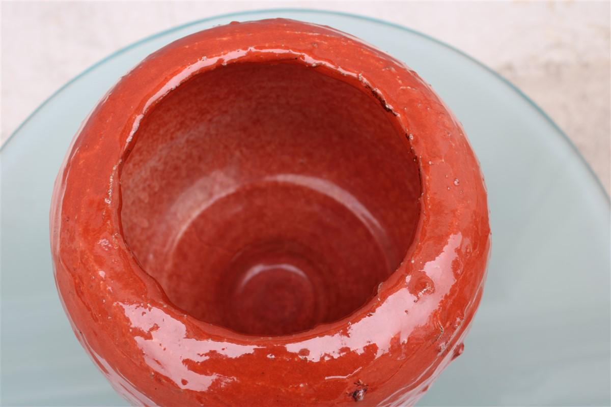 Circular Decorative Bowl Ceramic Zaccagnini Italian Design Red 1960s For Sale 4