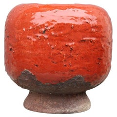 Circular Decorative Bowl Ceramic Zaccagnini Italian Design Red 1960s