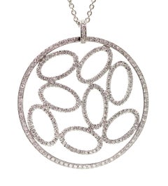 Circular Design Diamond and White Gold Medallion Necklace