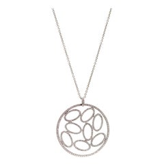 Circular Design Diamond and White Gold Medallion Necklace