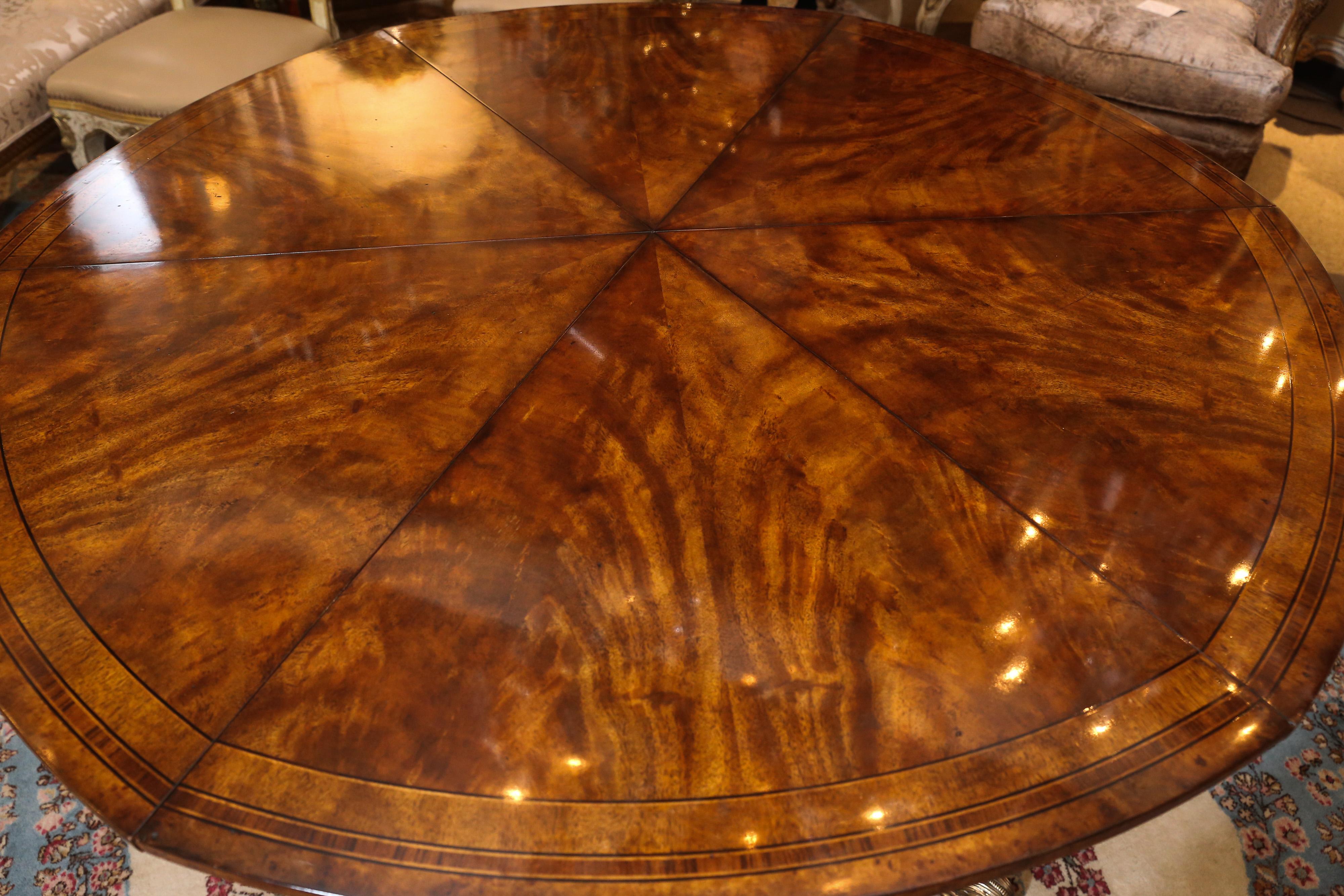 Circular Dining Table Extending Mahogany Jupe Table by Theodore Alexander 4