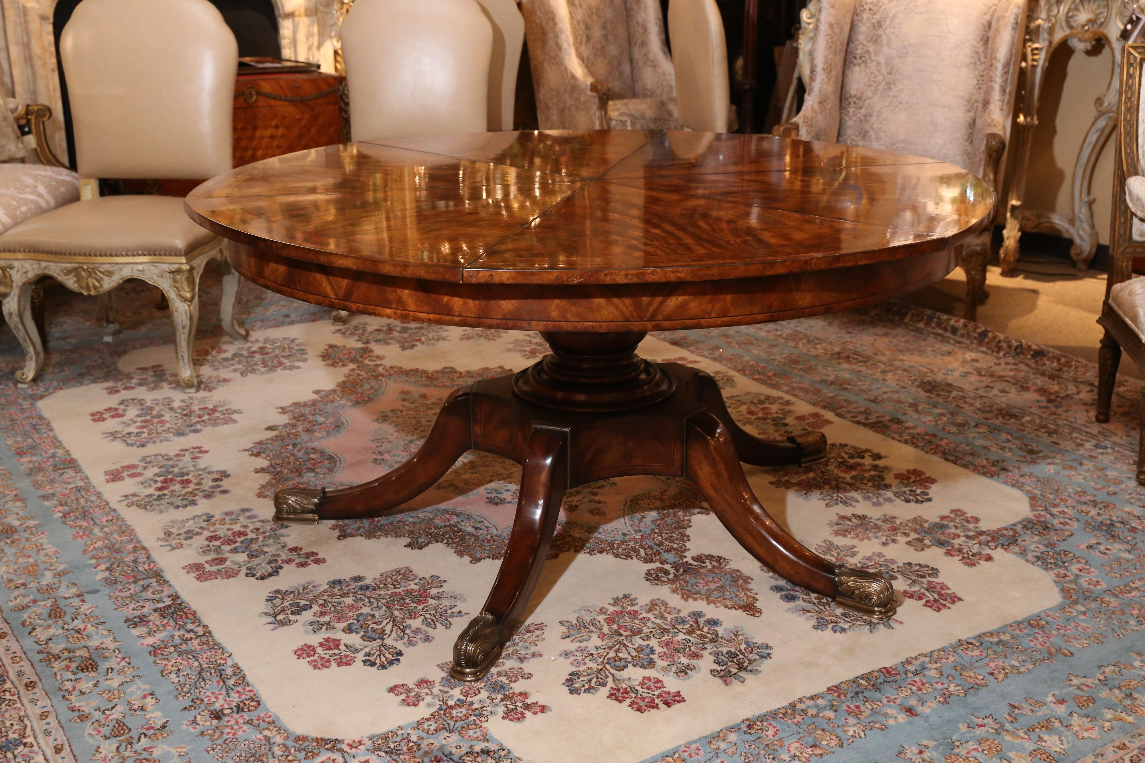 Circular Dining Table Extending Mahogany Jupe Table by Theodore Alexander 5