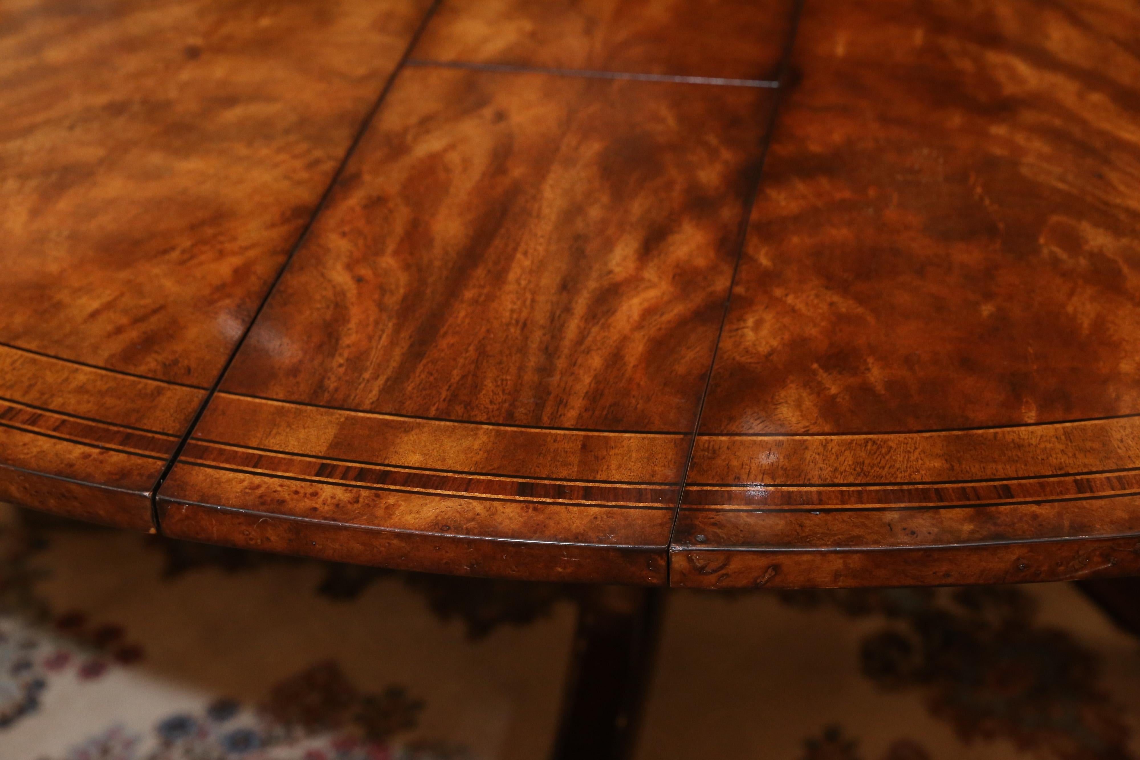 North American Circular Dining Table Extending Mahogany Jupe Table by Theodore Alexander