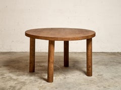 Circular dining table in solid oak, France circa 1950