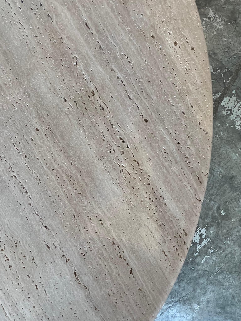 Circular Dining Table in Travertine at 1stDibs